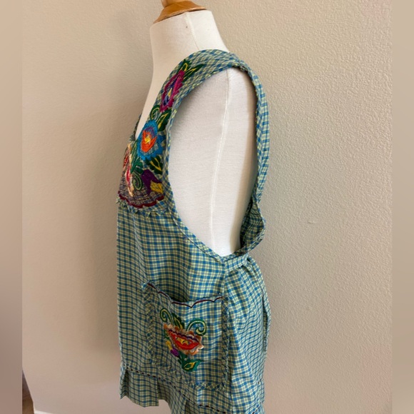 Pinafore Apron Cottagecore Prairie Boho Design House Heavily Embroidered - Picture 3 of 4